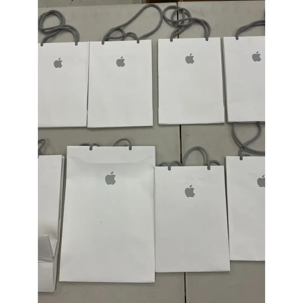 Genuine Apple Paper Bag White Gray Lot of 17 Small Medium Large